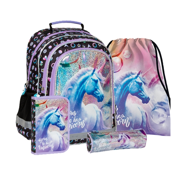 Einhorn-Unicorn-Pferd-Rucksac- Ranzen-Schulrucksack-Schulranzen-Set-1-3-Klasse